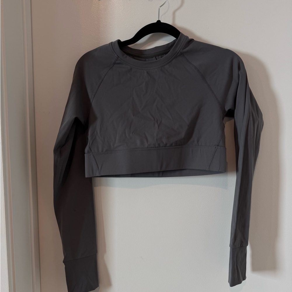 Charcoal Long Sleeve Crop Top